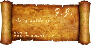 Fáy Jolán névjegykártya